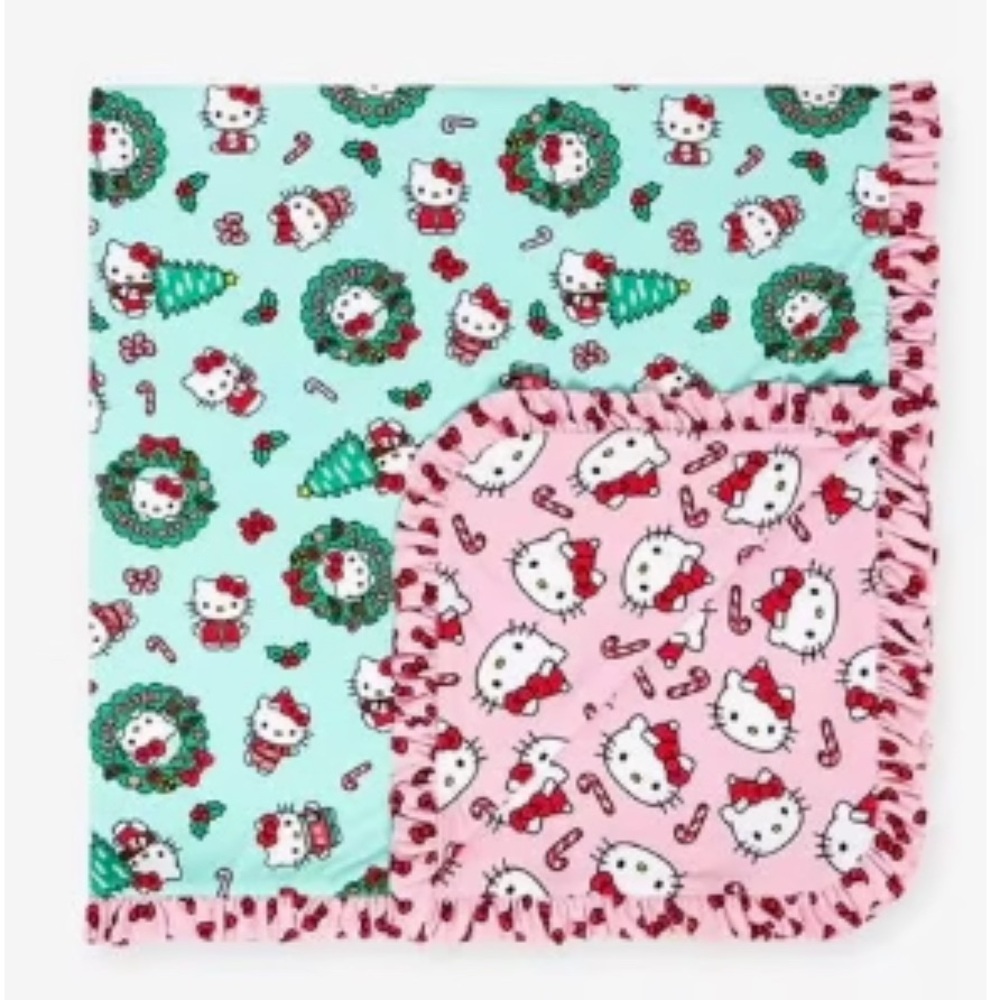 Hello Kitty Christmas Ruffled Luxette Patoo Blanket